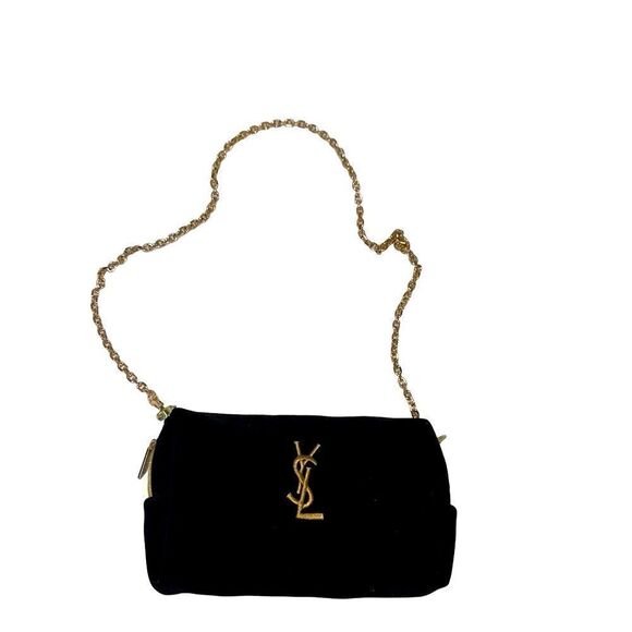 YSL makeup black velvet golden logo evening bag - Picture 3 of 8